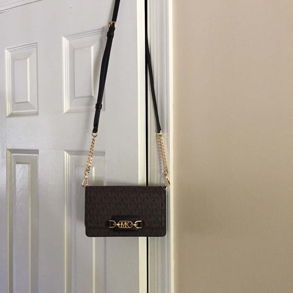 Michael Kors Heather Brown, Black Crossbody Bag - Picture 3 of 9